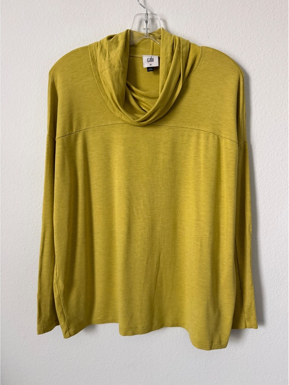 CAbi Long Sleeve Cowl Neck Stretch Mustard Pullover Blouse Women's Size XS